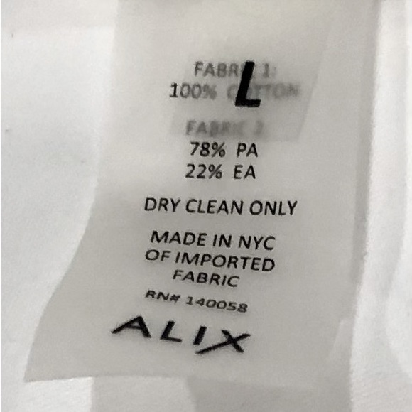 Alix NYC V-Neck Pleated-Sleeve White Shirt Women Sz L - Picture 5 of 10